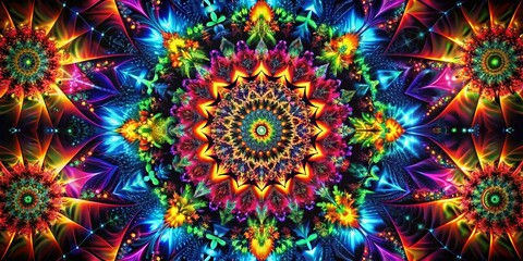 Poster - Abstract Multicolor Kaleidoscope Background - Psychedelic Geometric Shapes 4K Animation