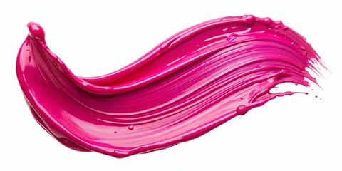 Poster - Abstract Pink Acrylic Brush Stroke, Nail Polish Swirl, Isolated White Background
