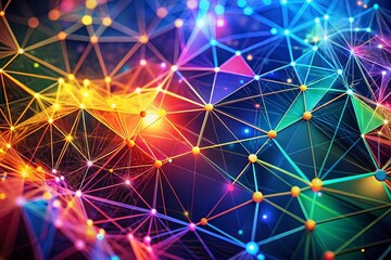 Poster - Abstract Polygonal Space: Futuristic 3D Triangular Network Connection Background, 4K Animation Ready