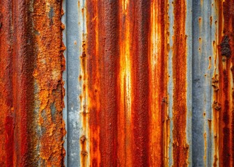 Poster - Abstract Rusty Texture: Red-Brown Surface with Gray Vertical Stripe - Stock Photo