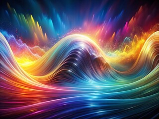 Poster - Abstract Vibrant Sound Waves: Swirling Dynamic Motion Blur Wallpaper Background