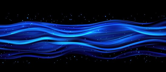 Fototapete - Abstract Blue Waves and Glimmering Particles: A Digital Art Masterpiece