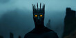 © Rohit k  - Dark monarch with luminous eyes, crowned figure looming within misty realm, emanating powerful, sinister presence