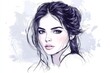 © ChaoticMind - Portrait of a young woman with long dark hair and expressive eyes on a soft pastel background