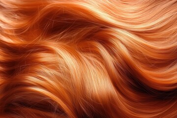 Wall Mural - vibrant orange wavy hair texture close-up for beauty and fashion