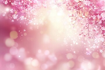 Wall Mural - soft pink blooming flowers and gentle bokeh background design