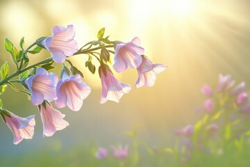 Poster - Delicate Pink Flowers in Soft Light with Natural Background