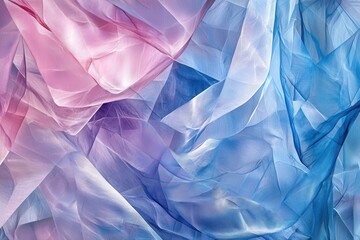Wall Mural - delicate swirls of pink and blue sheer fabric background texture