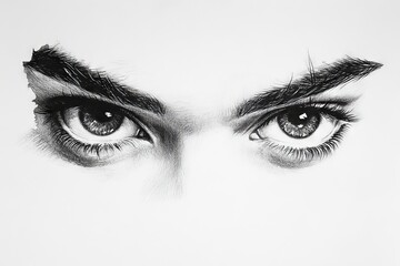 Poster - Detailed close-up of expressive human eyes showcasing intricate pencil shading and realistic details