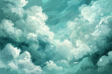 Wall Mural - soft and dreamy clouds with turquoise sky background art