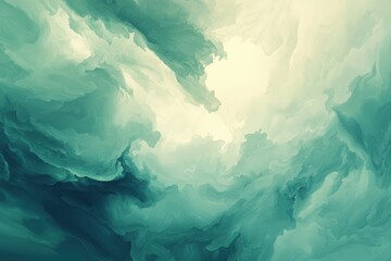Wall Mural - abstract turquoise and cream cloud formation with ethereal quality
