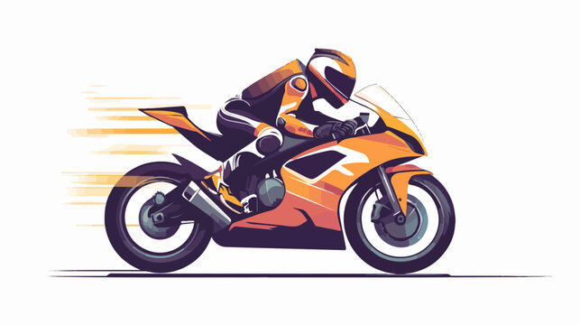 Illustration of a sports motorcycle. Motorcycle racer. Motorcyclist. Riding a motorcycle.