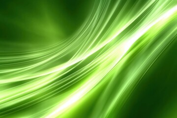 Wall Mural - smooth green waves with subtle light trails in abstract design
