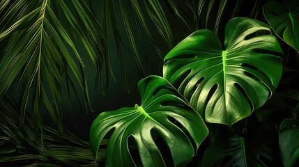 Wall Mural - glossy tropical plants isolated