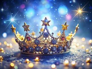 Poster - Celestial Crown: Sparkling Stars on Pure White Background - Night Sky Stock Photo
