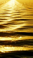 Wall Mural - Golden sun rays reflect on calm water during sunset, creating a serene and tranquil atmosphere at the bay