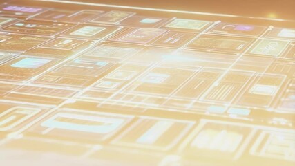 Fototapete - Businessman interacts with futuristic holographic interface, navigating complex data visualizations with intuitive hand gestures, seamlessly controlling information flow in augmented reality