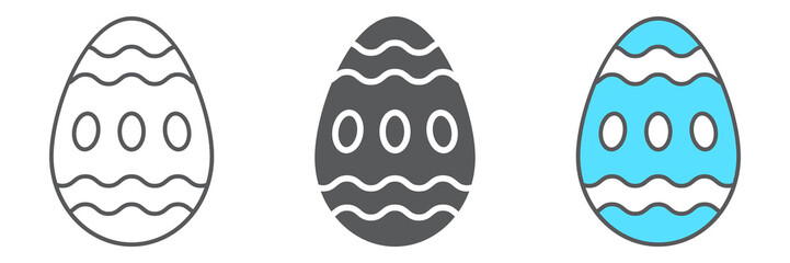 Poster - Easter egg line icon collection, food and easter, decoration egg icon set, vector graphics, a linear pattern on a white background.