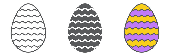 Poster - Easter egg line icon collection, food and easter, decoration egg icon set, vector graphics, a linear pattern on a white background.