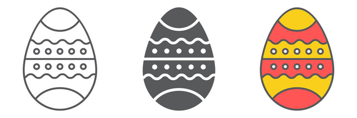 Poster - Easter egg line icon collection, food and easter, decoration egg icon set, vector graphics, a linear pattern on a white background.