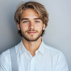 Aufkleber - Smiling young professional guy on plain background.