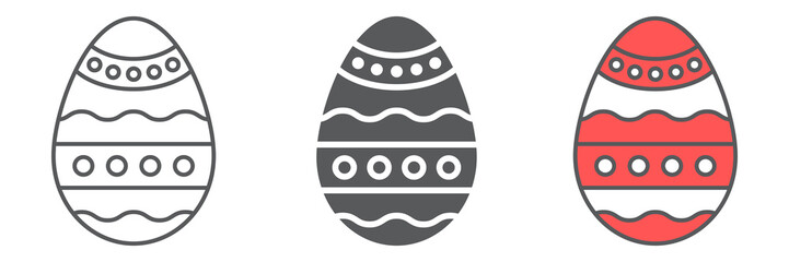 Poster - Easter egg line icon collection, food and easter, decoration egg icon set, vector graphics, a linear pattern on a white background.