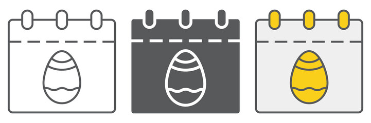 Poster - Easter calendar line icon collection, date and easter, easter day icon set, vector graphics, a linear pattern on a white background