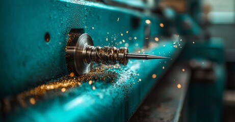 Poster - A metal factory is equipped with a machine tool and drilling CNC machines