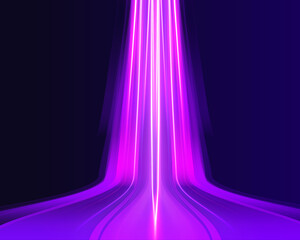 Poster - Light trail wave, fire path trace line, car lights, optic fiber and incandescence curve twirl. Long exposure, light painting photography. City road car light trails motion background.	