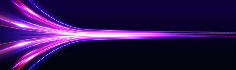 Aufkleber - Sports light lines with neon effect in hay red and pink. Energy flow tunnel. Vector dark blue abstract background with ultraviolet neon glow, blurry light lines, waves. Abstract futuristic background.
