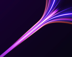 Poster - Modern abstract high-speed light motion effect on black background, creatively illustrating a flying cosmic meteor, planetoid, comet, or fireball isolated on a transparent background.	