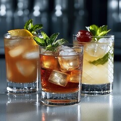 Poster - Three cocktails on a vibrant background.
