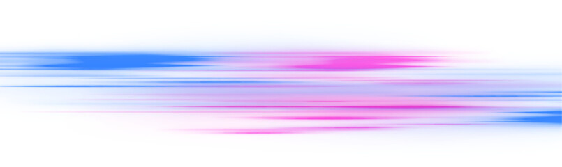 Poster - Purple-blue glowing line with bright blue spot in the middle on white background PNG. Abstract technology background with motion neon light effect.