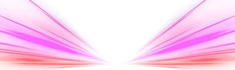 Aufkleber - Horizontal night road in the form of a panorama with neon lights. Car motion trails. Speed line motion vector PNG background.	
