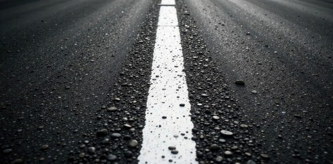 Stark monochrome street scene; stark white line bisects asphalt ,  urban,  shadow,  single
