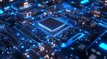Poster - close up of a glowing computer processor.