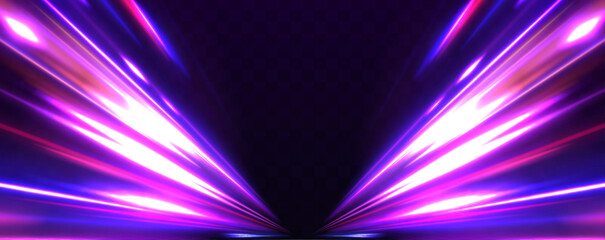Poster - Ponomatic neon vector illustration in sporty style of futuristic technologies. Bright glowing line of new technologies on dark background in neon colors.	