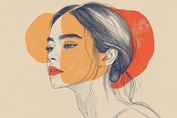 Poster - Stylized portrait of a woman with artistic color blocks showcasing beauty and creativity