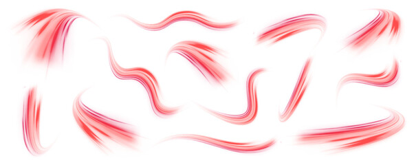 Poster - Vector set of glowing neon stripes and sparkling twinkling stars. Bright red neon effects for futuristic posters and digital artworks in PNG format.