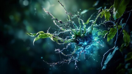 Aufkleber - Imagination visualized as a generative ecosystem of vibrant green life enchanting forest digital art surrealism