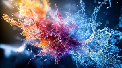 Poster - Dynamic quantum probability waves in vivid colors abstract art studio lighting ethereal environment close-up view