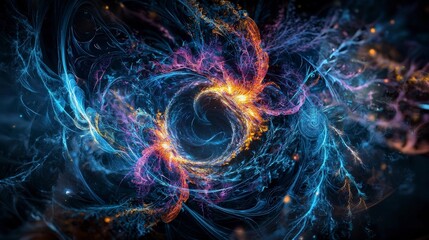 Aufkleber - Fluid transformations of technological dreams abstract art digital realm vivid colors immersive perspective
