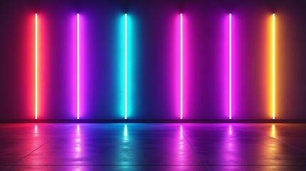 Poster - A minimalistic LED stripe design with radiating beams.