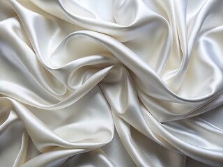 Poster - Elegant White Silk Fabric Texture: Smooth, Flowing Satin Waves Background