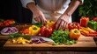 © sevector - knife vegetables on wood