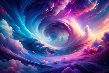 Poster - Ethereal Purple Blue Swirl Abstract Background - Dreamy Fantasy Art