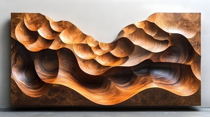 Leinwandbilder - Mesmerizing Undulating Waves of Warm Hues in Surreal Landscape Artwork   Vibrant abstract digital art with flowing organic shapes and patterns in shades of brown orange