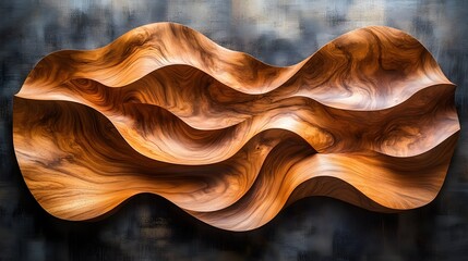 Aufkleber - Mesmerizing Organic Wooden Waves Sculpted in Abstract Expression   Smooth undulating curves of warm earthy toned wood create a captivating