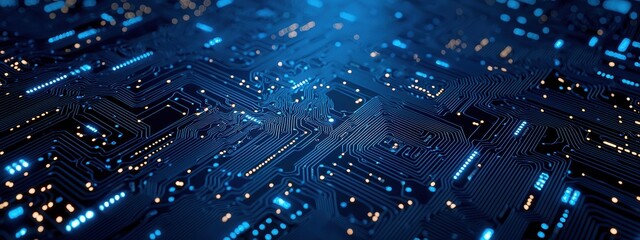 Aufkleber - Futuristic printed circuit board pulsating with data flow