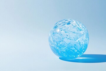 Poster - Cold ice sphere on a white background, evoking a fresh and clean feel.